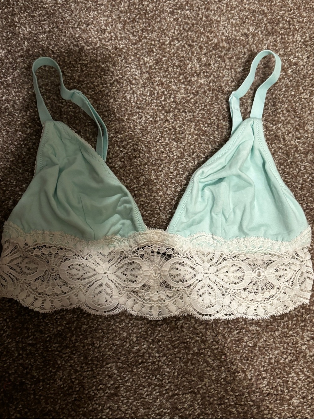 Cosabella Mint Bralette with Cream Lace Trim